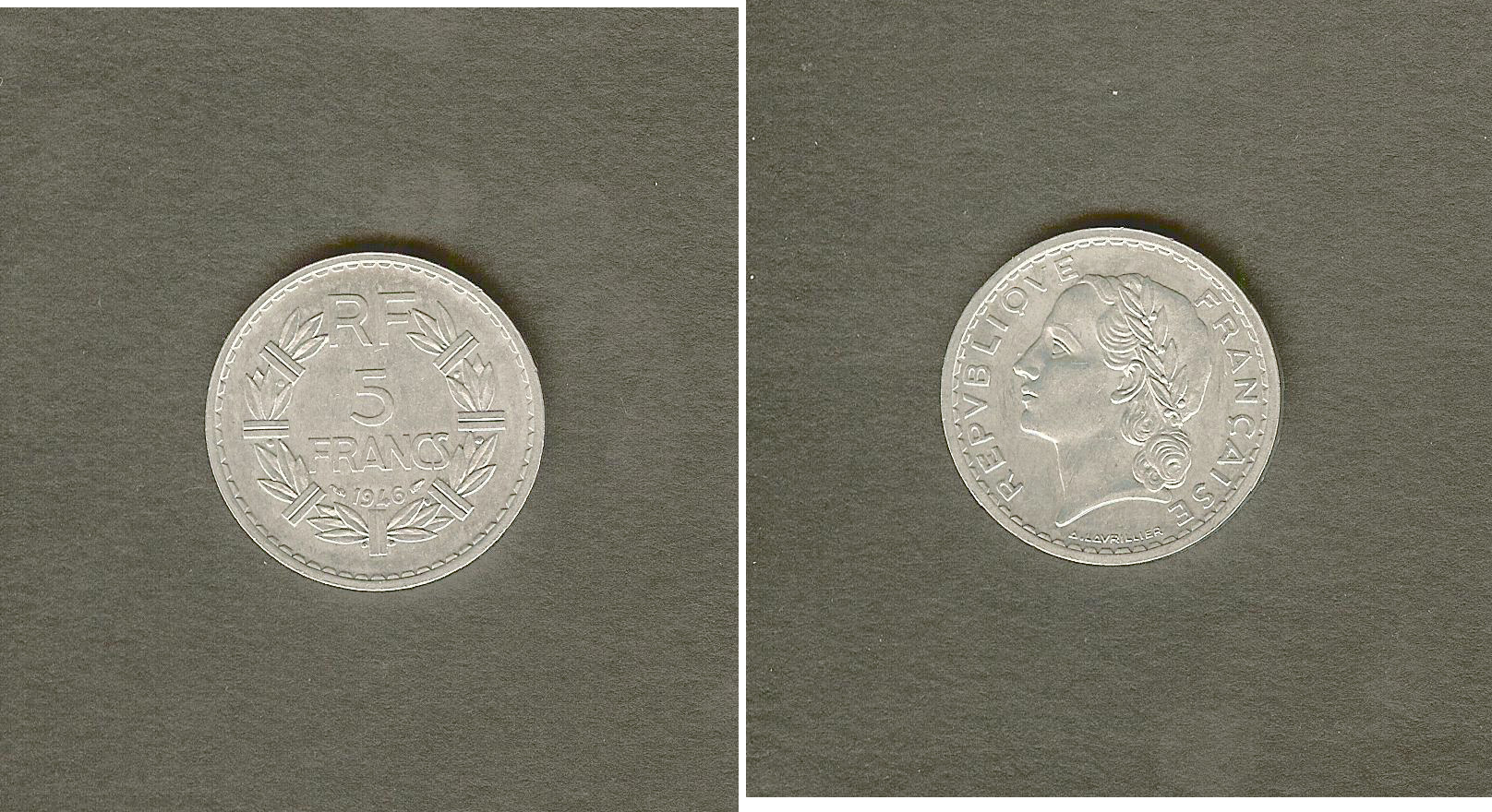 5 francs Lavrillier, aluminium 1946 SPL